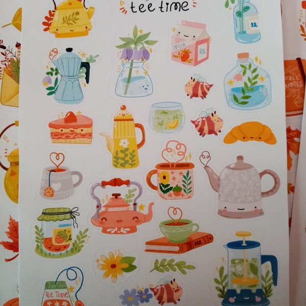 Sticker Sheet - Tea Time - Journaling Sticker - Planner Stickers ...