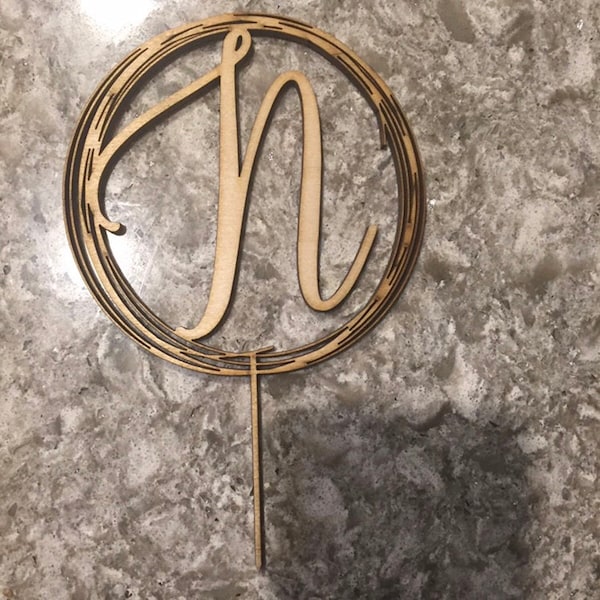 Letter Cake Topper Rustic Cake Topper Monogram Cake Topper Wooden Cake ...