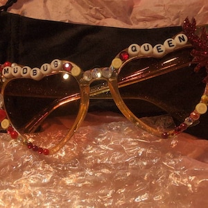 Mardi Gras Stone Heart Sunglasses