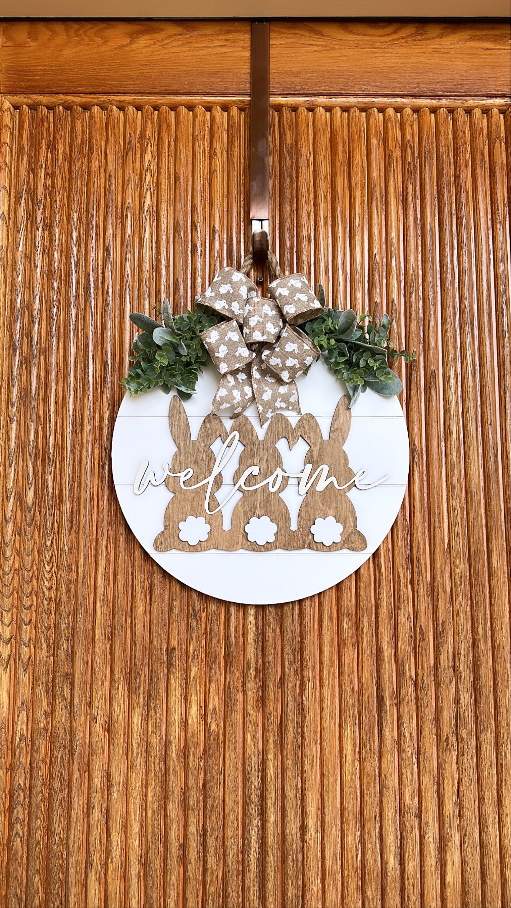 Easter Door Hanger, Easter Front Door Decor, Shiplap Bunny Door Hanger, Neutral Easter Decor