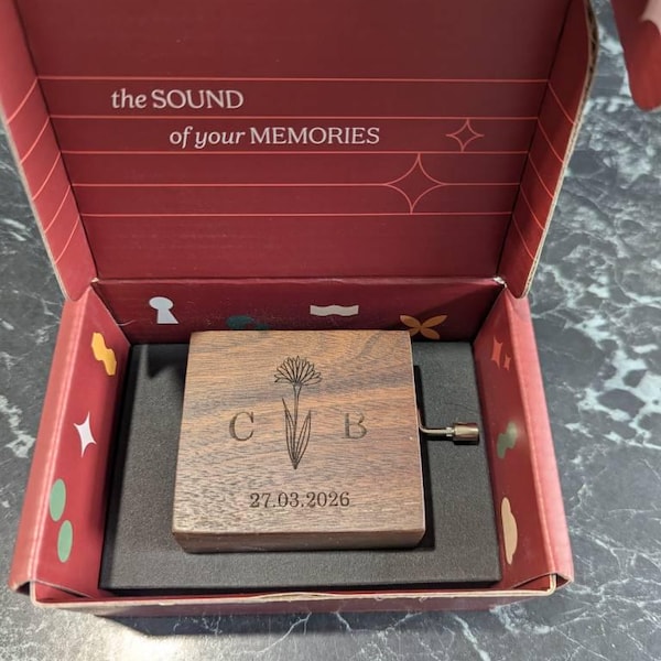 Music Box Movement Custom Personalized Music Box | Small Vintage Wooden Music Box | Walnut ...