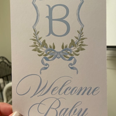 Watercolor Monogram Crest Baby Milestone Cards Baby Shower Gift Month ...