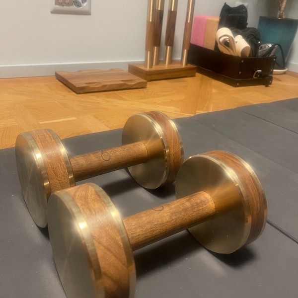 CORESICA Dumbbells Set 2x1 Kg Made of Wood & Steel, Aerobic Weights