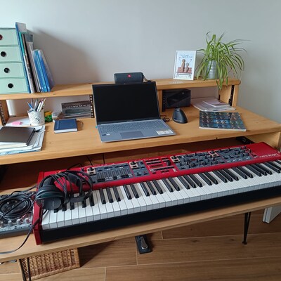 Studio Desk Modern Rustic Design Riser Shelf 19 Rack Storage Space ...