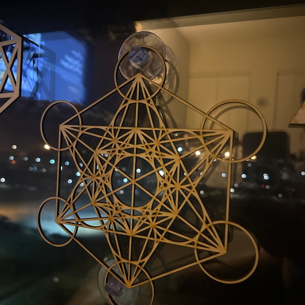 Metatron's Cube Wood Wall Art, Laser Cut Plywood, Sacred Geometry Wall ...