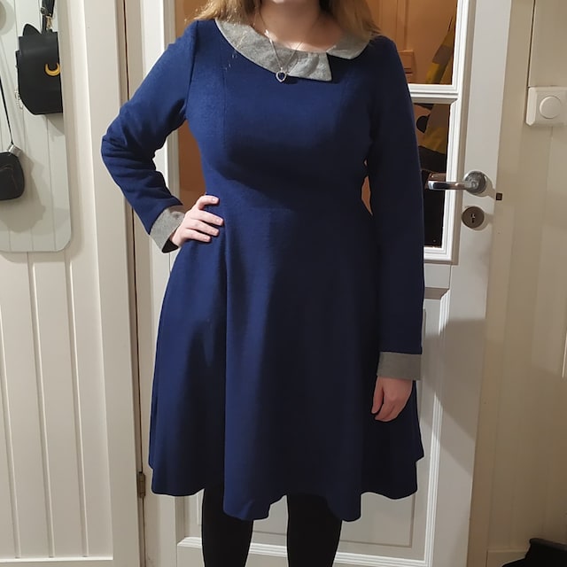 blue dresses for women winter Fall Winter Blue Linen Maxi Dress, Loose Fit Long Sleeve Linen Dress,  A-line Long Dress, Womens Casual Swing Medieval Dress, Xiaolizi 6169#