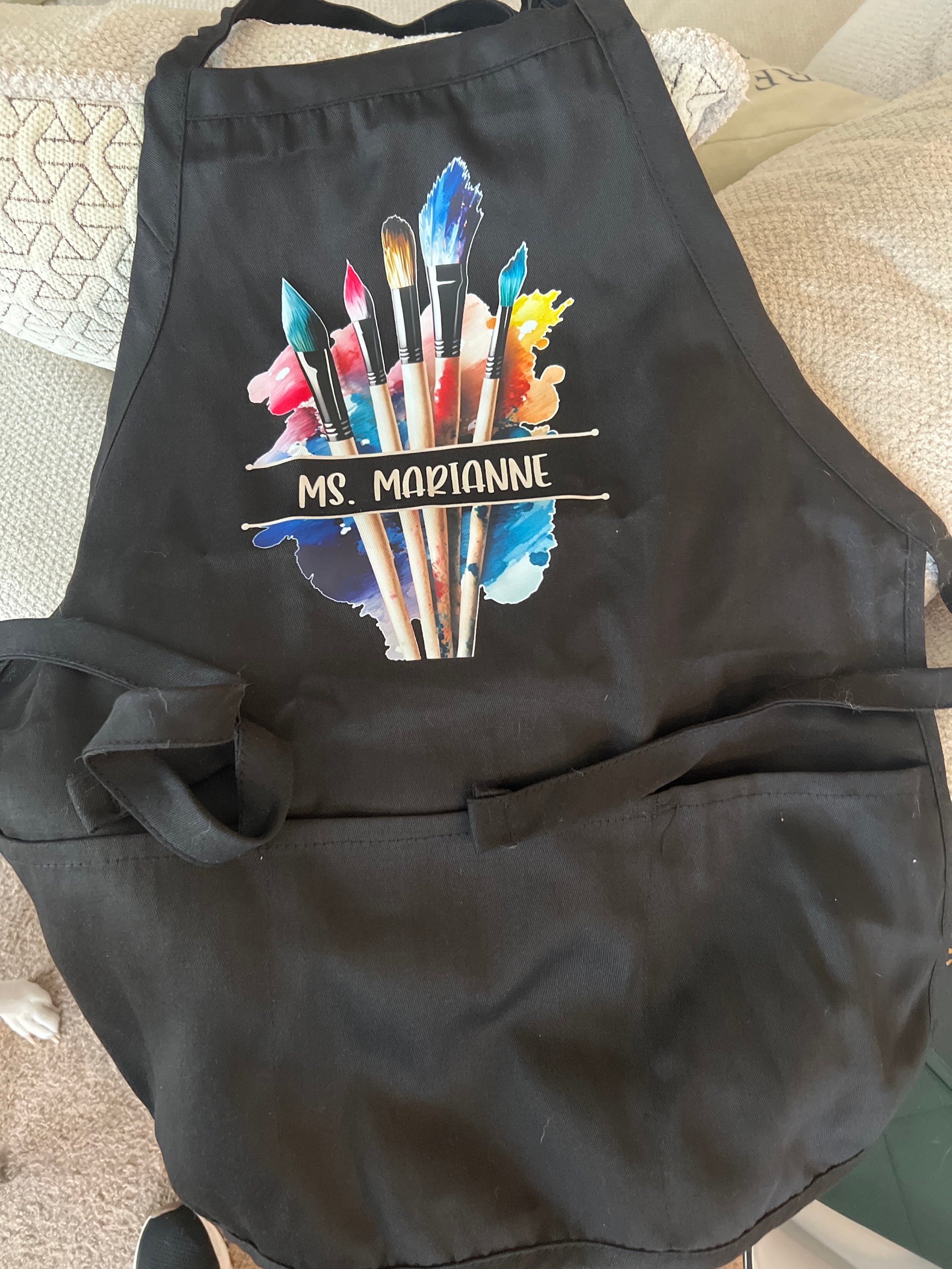 Personalized Art Apron with Pockets, Art Teacher Gift Apron, Art Party Apron, Painting Adults and Kids Apron, Artist Apron, Art Crafts Apron