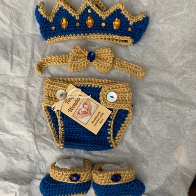 Baby King Crown Crochet Baby Boy Outfit Crochet Prince Set - Etsy