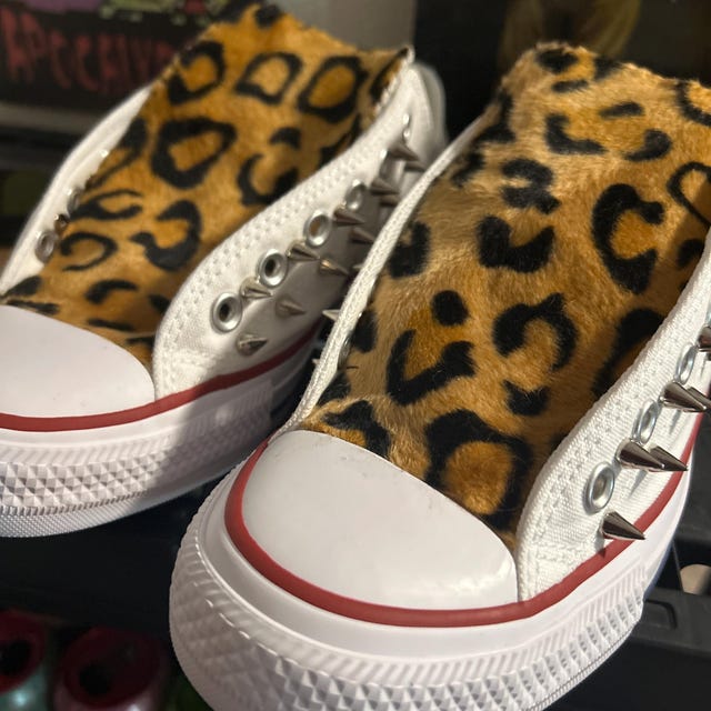 Leopard Print Converse Shoes Spiked