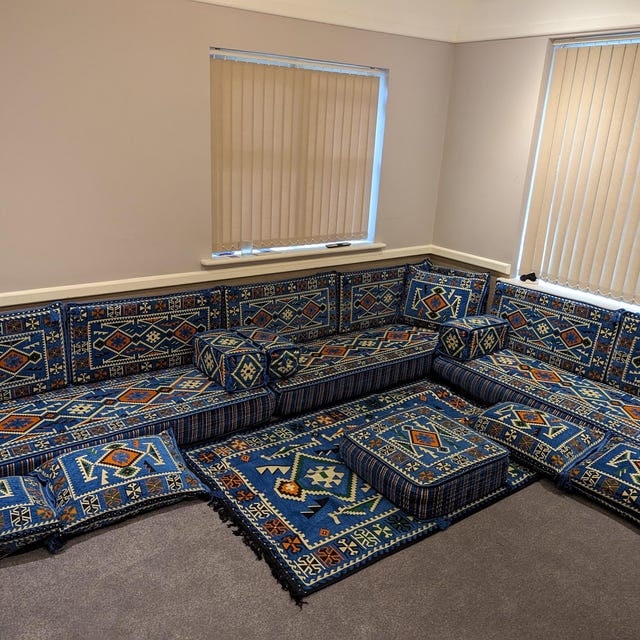 リビングルーム用ブルーモロッコフロアシーティングソファセット：厚さ