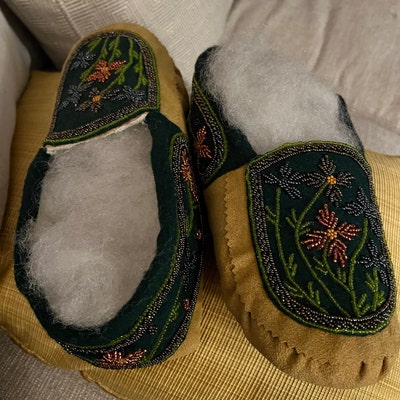 Moccasins Handmade Beaded Moccasins With Intricate Bead-work Genuine ...