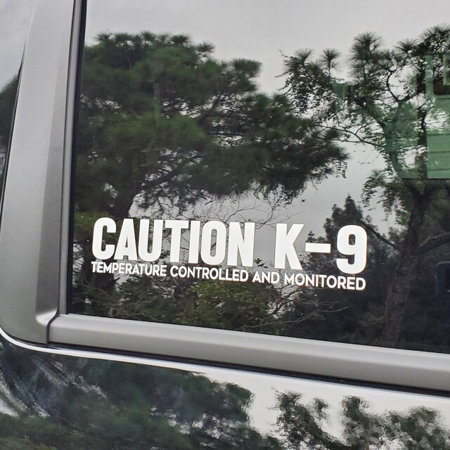 Caution K-9 Dog Vinyl Decal Sticker - Choose Your Size And Color (4x2 Inch, White)