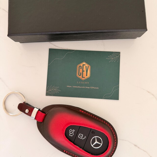 Mercedes Benz EQS Key Fob Cover, Handcraft Leather Key Case Mercedes Benz EQS Key Fob Cover, Handcraft Leather Key Case