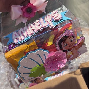Moana Party Favor Gable Boxes: Personalized Birthday Goody Bags