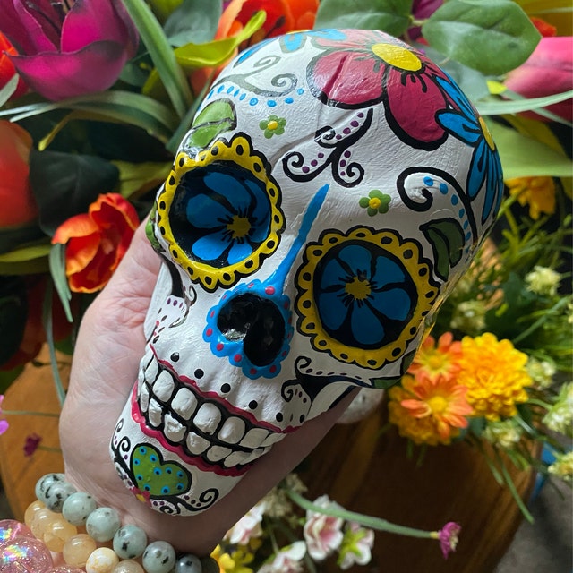 Medium Mexican Sugar Skull Dia De Los Muertos Skull Day of the Dead  Guerrero Skull Calaverita - Etsy