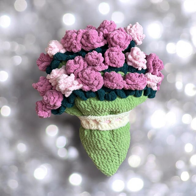 バラの花束ブランケットの編み図、ショールテーブルクロスアート