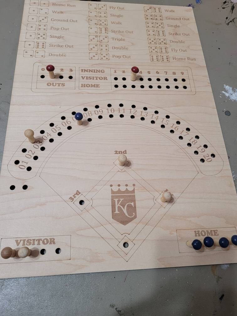 Custom Baseball Board Game Dice Baseball Game Night Family Fun Board Game Baseball Dice Board Game Dice and Pegs Baseball Game Wood Baseball