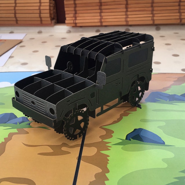 Biglietto pop-up fuoristrada 4x4 / Biglietti di compleanno ispirati al Defender per lui / Cardology - Italia