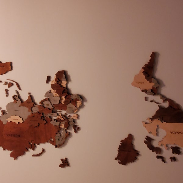 Wood World Map Wooden Wall Map 3 D Wood Wall Map Travel World Map ...