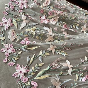 LS136/ Embroidery Mix-color Floral Veil/ Fingertip | Etsy