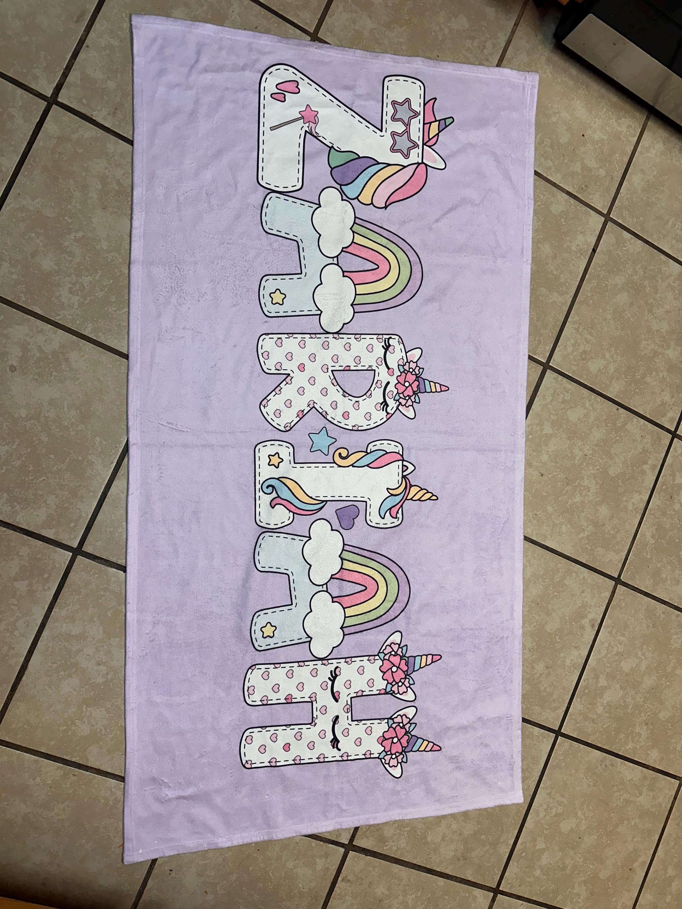 Personalized Unicorn Beach Towel Gift Birthday Party Favor Kid Pool Party Towel Graduation Gift Kid Girl Beach Towel Girl Summer Camp Towel