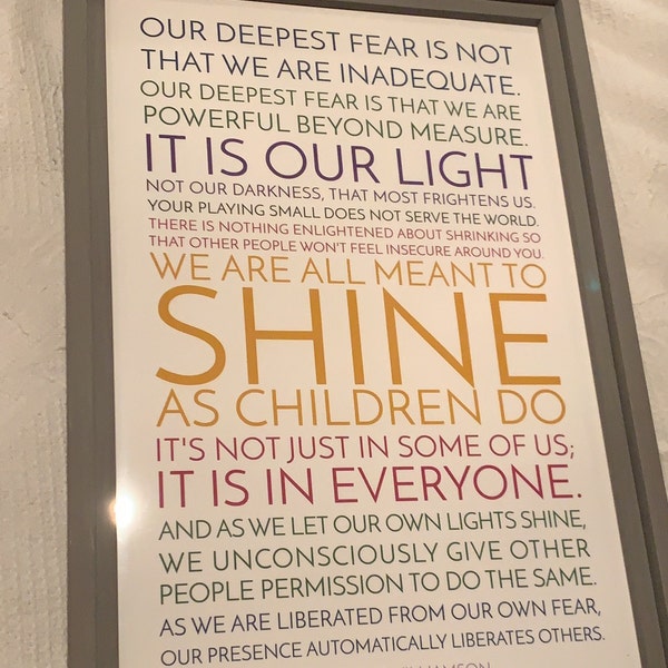 Our Deepest Fear Print / Marianne Williamson / Without God References / Motivational Quote ...