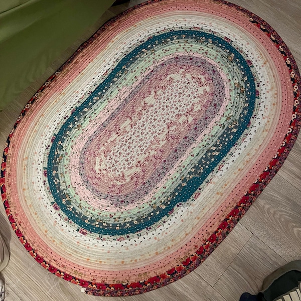 Large Oval Jelly Roll Rug: Seashore Beachhouse Esthetic - Measures ...