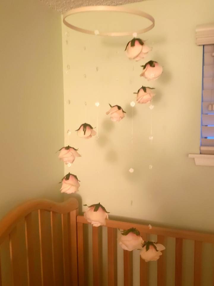 Rose Baby Girl Mobile Floral Nursery Mobile Flower Baby Mobile