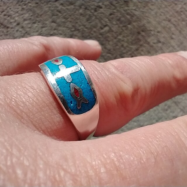 Vintage Native American Style Southwestern Turquoise Cross