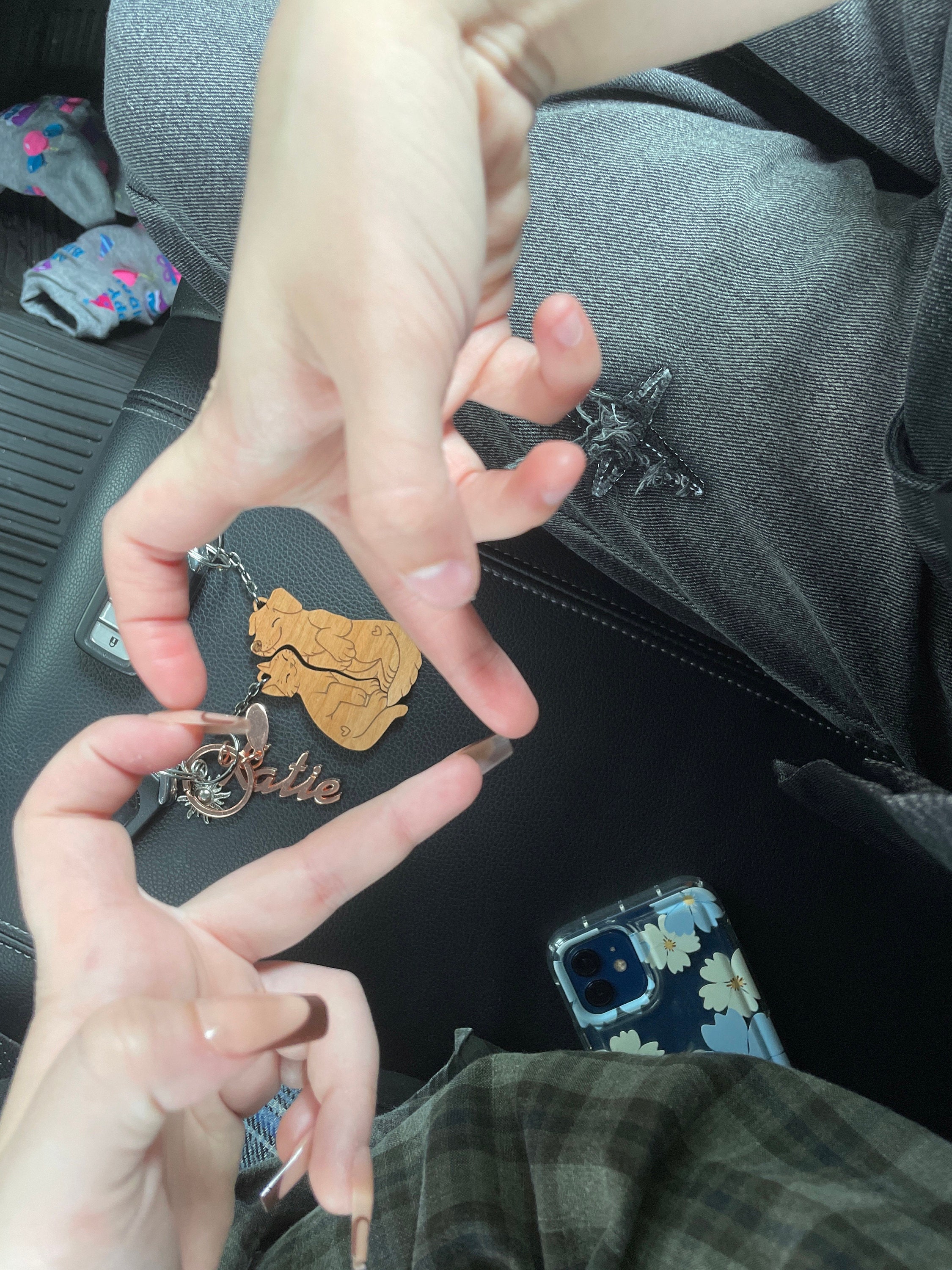 Dog and Cat Couple Keychains - Friendship or Relationship matching wooden keychain set