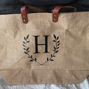 Monogrammed Tote Bag Floral Letter Personalized Mothers Day - Etsy