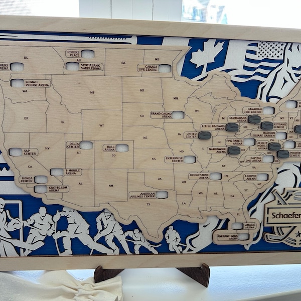 Custom Hockey Arena Map Tracker, NHL Stadium Map, Ice Hockey Arena Map ...
