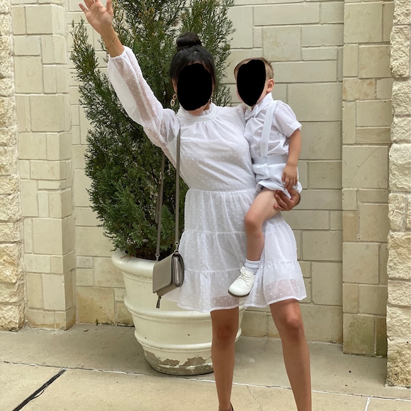 Blue William-White shantung shorts baptism suit main image 1