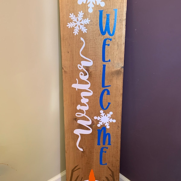 Snowman Let It Snow Winter Welcome Porch Leaner Sign SVG File Holiday ...