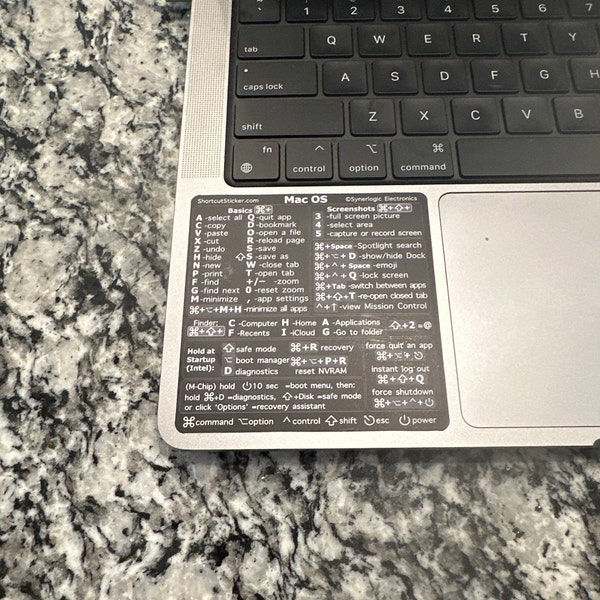 Mac OS Reference Keyboard Shortcut Sticker Laminated No-residue Vinyl ...
