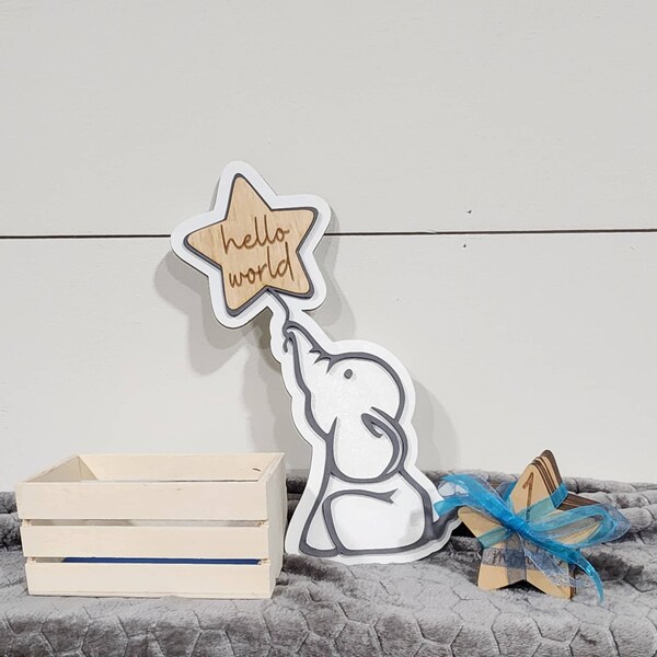 SVG Laser Cut File Elephant Stars Baby Milestone Interchangeable Sign ...