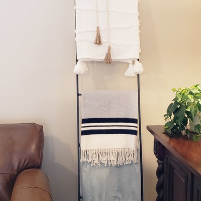 Straight Blanket Ladder, Home Decor, Industrial Ladder, Metal Ladder ...