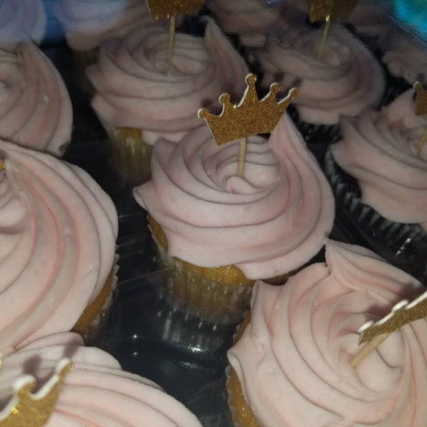 Gold Glitter Crown Cupcake Toppers: Party & Wedding Picks - Etsy