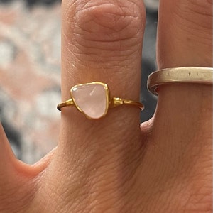 Customer photo from Tessa, Dainty Raw Rose Quartz Ring in Sterling Silver