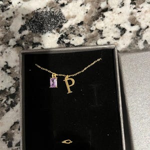 14K Solid Gold Initial Necklace with Birthstone, Custom Initial Necklace, Personalized Necklace, Birthstone Necklace, Birthday Gift for Her