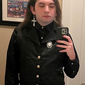 Men's Gothic Velvet Motorcycle Jacket Punk EMO Biker Fashion Jacket