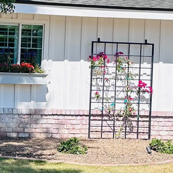 Unho 2-Pack Large Metal Garden Trellis – American Style, Heavy Duty, Powder Coated Black, 71.6" Tall