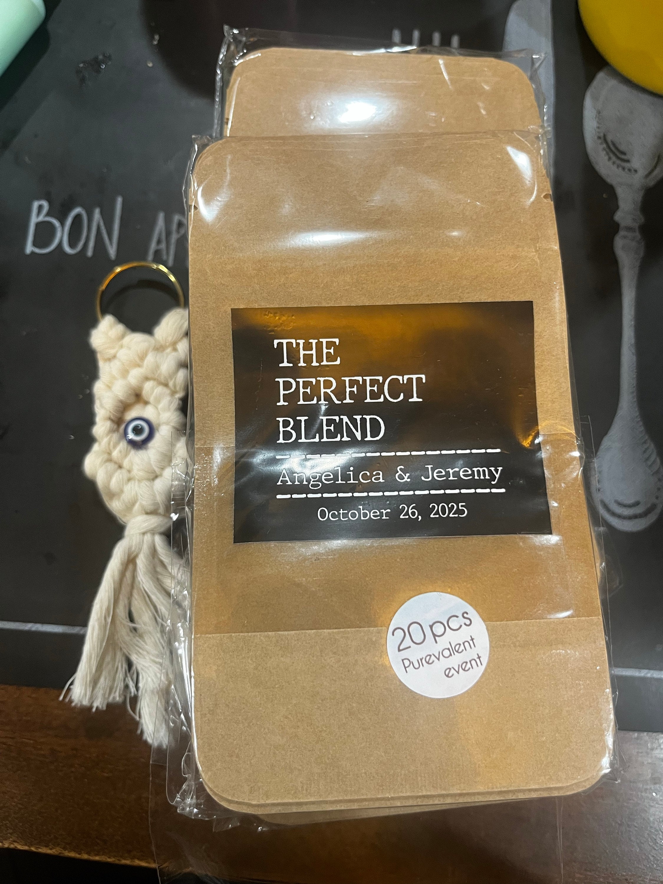 50 PCS Personalized Favors Coffee Bags, Wedding Favors diy,  The Perfect Blend, Bridal Shower Favors, Resealable Coffee Bags