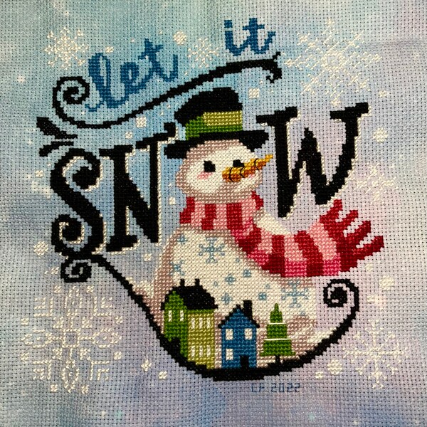 Let It Snow Cross Stitch Pattern - Snowman Christmas Cross Stitch ...