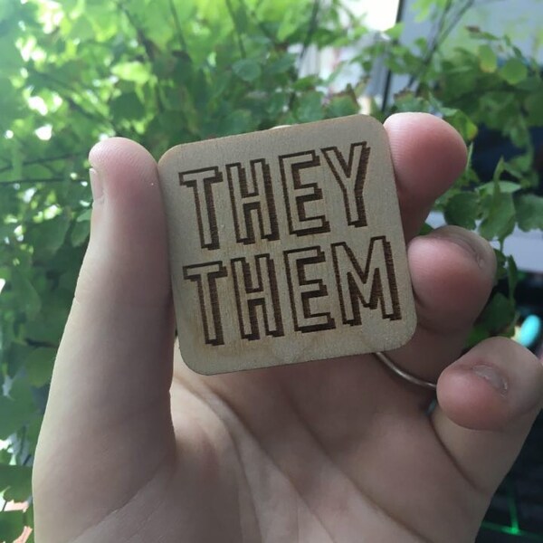 Pronoun Badge, They/them, Ze/zir, She/her, He/him, Coloured Acrylic or ...