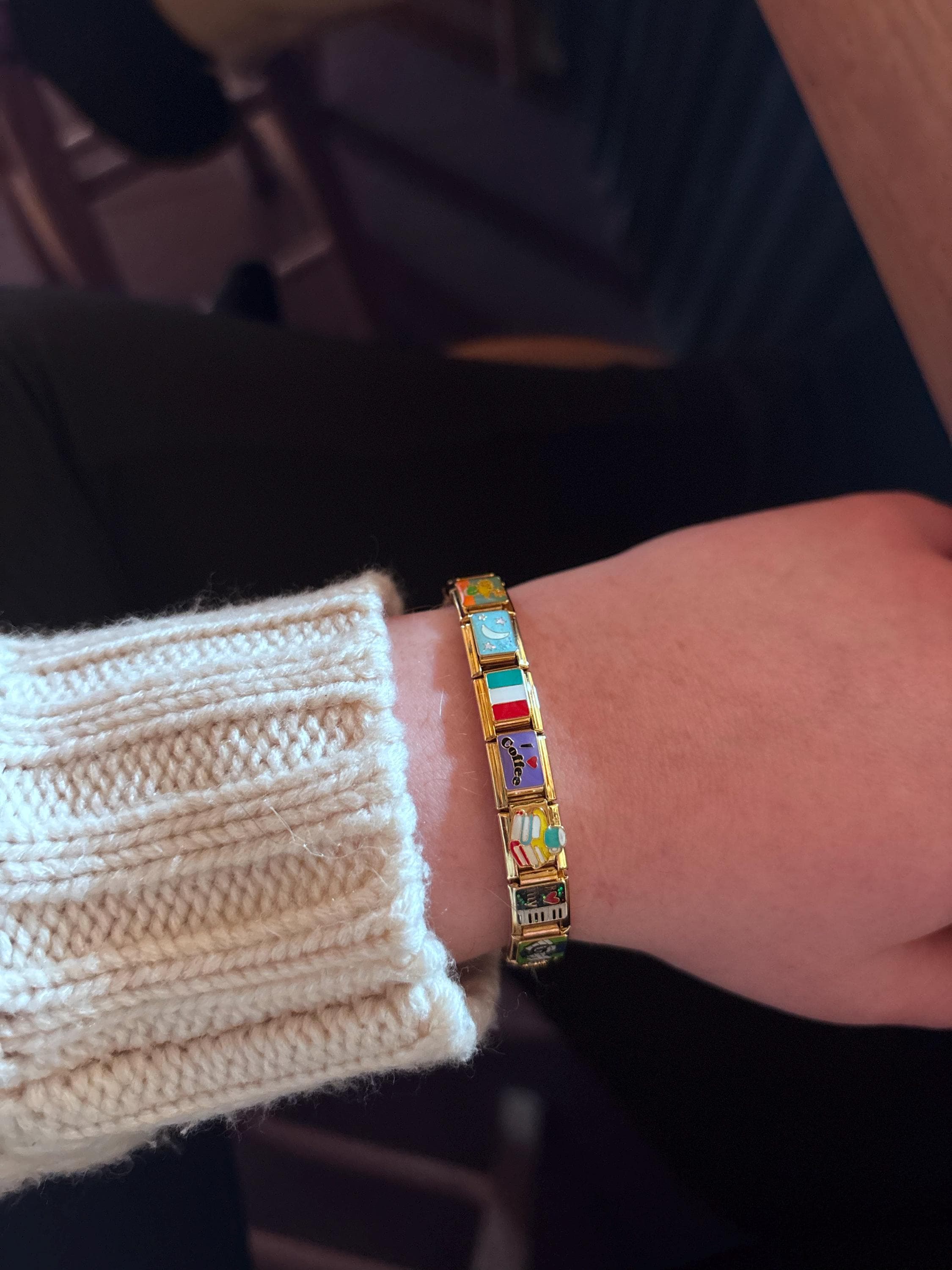 Gold Italian Bracelet, Custom Gold Italy Charms, Personalized Italian Bracelet, Italy Charms