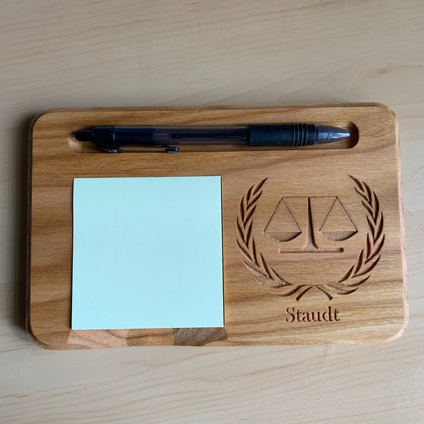 Personalized Lawyer Sticky Note Holders, Custom Wood Note and Pen ...