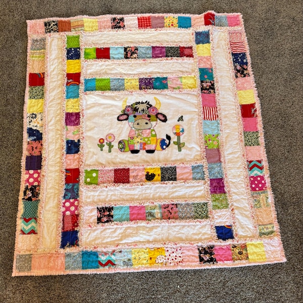 Patchwork Cow Pattern Patchwork Highland Cow Quilt Pattern: Applique Baby Blanket (PDF ...
