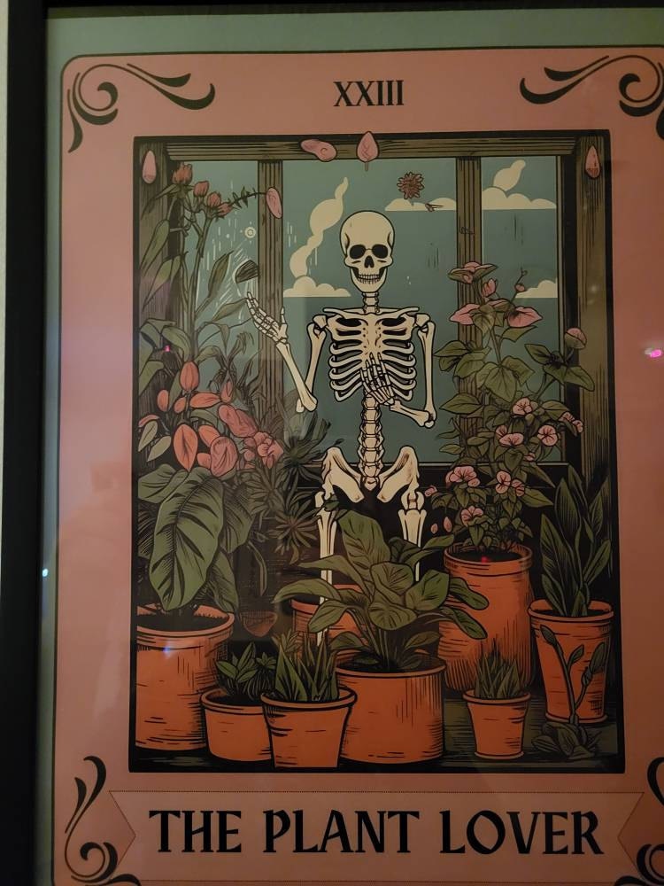 The Homebody Tarot Card - The Homebody Club Print - Spooky Print - Living Room Print - Cute Skeleton Print - Cute Spooky Print - Tarot Card