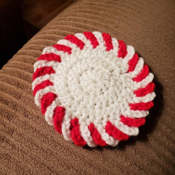 PDF Pattern Crochet Christmas Coaster, Christmas Peppermint Coaster ...